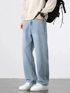 Spring Autumn American Retro Straight Jeans Men Streetwear Korean Fashion Loose Baggy Wide Leg Denim Pants Male Casual Trousers2026