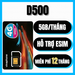 ( 1 NĂM KHÔNG PHÁT SINH PHÍ ) Sim 4G VinaPhone D500 1 Năm Ưu Đãi Siêu Khủng Không Cần Nạp Tiền Data Tốc Độ Cao 5GB/Tháng | FREESHIP - CHƯA KÍCH HOẠT