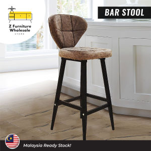 Ready Stock - PU Leather Metal Frame Bar stool Retro Eiffel style Kitchen-Pub-Bar stool | Modern Breakfast Bar Kitchen Padded Barstool Kitchen High Dining Chair | H930 (Seat Height: 700mm) x W400