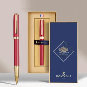 Montagut Business Fountain Pen Set Luxury Black Gold Metal Pen with Gift Bag Customizable Signature Pen for Office Gift2026