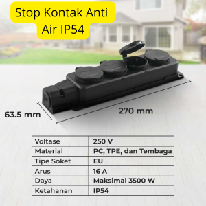 COD Stop Kontak Colokan Terminal Anti Air IP54 dengan Penutup 16A 250V EU