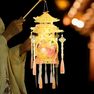 MICACOH Ancient Style Mid-Autumn Festival Lantern Hanging Decoration Chinese-style Pagoda Design Lantern Creative Handmade DIY Material Kit Childrens Use
