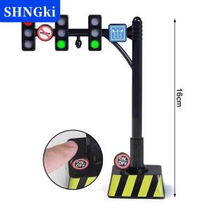 SHNGki Đồ chơi đèn tín hiệu giao thông mini giáo dục có đèn LED mô hình mô phỏng biển báo giao thông cảnh quan dùng để trang trí lớp học