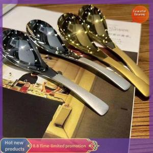 Graceful Stainless Steel Soup Spoons Home Kitchen Ladle Capacity Mirror Polished Flatware For Coffee Tableware