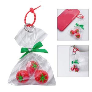 พวงกุญแจมะเขือเทศธีม Charming หรูหราเครื่องประดับรูปกุญแจมะเขือเทศสำหรับผู้หญิงและเด็กผู้หญิงถุงเรซินเครื่องประดับแบบแขวน