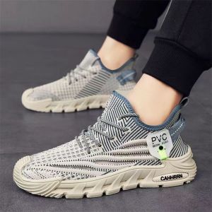 New Mesh Sport Flyknit Mens Shoes for Summer Youth Fashion Trendsetters  Streamlined Running Design with Large Sole