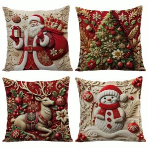 Pillow Case Short Plush Pillowcase Christmas Tree Soft and Comfortable Snowman Fine and Delicate