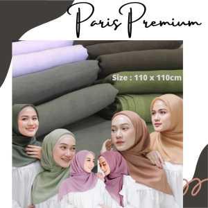 Hijab Kerudung Segiempat Polos PARIS PREMIUM Jilbab Segi Empat Voal Cotton Bahan Adem Kerudung Segitiga Polos Tidak Terawang Murah Terlaris