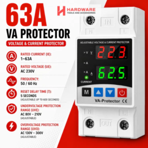 40A 63A 80A Digital Over Under Voltage Protector 230V Din Rail Voltage Current Protection Relay Dual Display Auto Reconnect