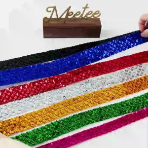WH 2Meters 35mm Sequin Lace Trim Ribbon For Stage Garment Dance Dress Tape DIY Sewing Accessories