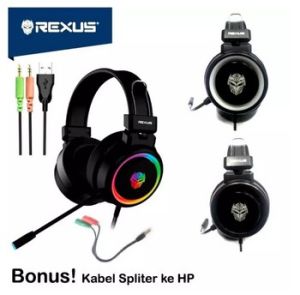 ITACC Rexus Headset Gaming Vonix F30 LED + MIC Dual Jack 3.5mm FREE SPLITTER