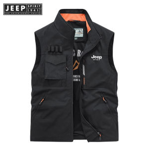 jeep spirit 1941 estd Mens Multi Bag Vest Youth Outdoor Leisure Sports Tank Top Mens Leisure Sports Fishing Vest Large Tank Top Waterproof ves