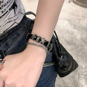 Sweet Cool Design Leather Bracelet Female Hip-Hop Punk Y2k Bracelet Bracelet Male Light Luxury Niche Exquisite Trendy Necklace Accessories