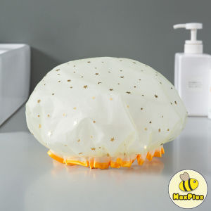 MaxPlus Double-layer Waterproof Shower Cap Fashion Bathing Caps Star Pattern Bathroom Hair Salon Supplies