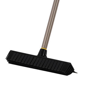 BOOMJOY Broom Pet Hair Fur Removal Broom Soft Bristle Push Broom with Squeegee Carpet Sweeper Floor Squeegee