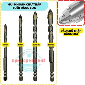 Bộ 4 MŨI KHOAN RĂNG CƯA chữ thập siêu cứng mũi khoan đa năng thế hệ mới 681012mm - Kim Khí AZ