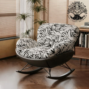 Ghế thư dãn SWAN RETRO ROCK CHAIR nhập khẩu ghế lười đọc sách bập bênh phối gỗ cổ điển chuối