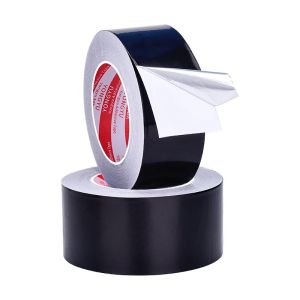 1Roll Black Aluminum Foil Tape Self Adhesive Strong Sticky Tape Air Conditioner Pipe Wrapping Anti-static Black Aluminum Foil Tape