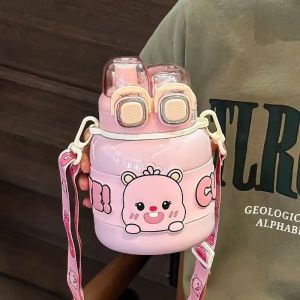 660ML Cartoon Stainless Steel Coffee Cup Travel Female Student Insulated Cup Leak proof Insulated Bottle Tea Coffee Cup Insulated Cup Childrens Day
