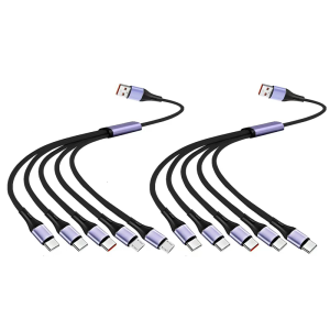66W USB Charging Cable with 5 Connectors Including Type C & Small USB Easy to Use Perfect for Phones Tablets And More