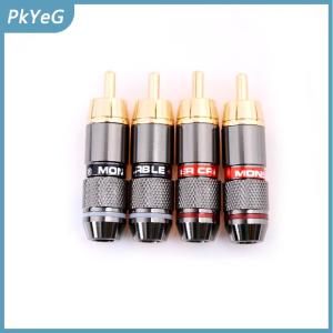 PkYeG 4 cái Đầu nối âm thanh đầu cắm nam bằng đồng mạ vàng RCA Hi-Fi