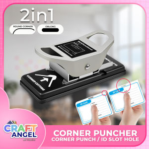 2in1 Corner Puncher Cutter Heavy Duty Single Hole Round & Oblong for Paper Corner Laminated ID Card Corner Hole Puncher