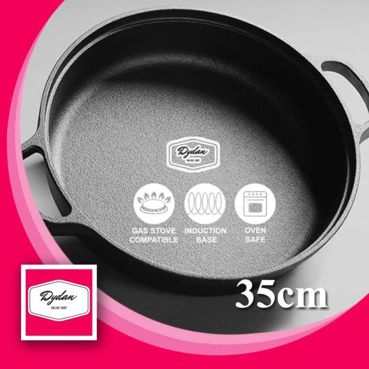 Cast Iron Paella pan Frying pan two ears/wooden lid(sold separately