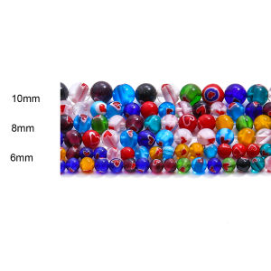 Mixed Colors Beetle Charm Flower Patterns Millefiori Glass Lampwork Loose Crafts Beads for Necklace Bracelet Earring Making DIY Jewelry Making Findings
