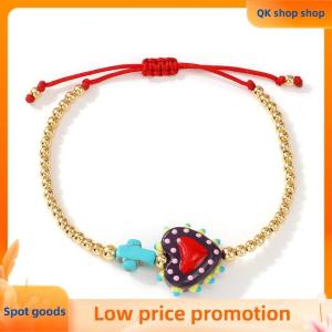 ✨QK shop✨ Women Bohemian Beaded Bracelet Colorful Heart & Star Charms Adjustable Chain Perfect For Daily Wear Vacation And Holiday Gift