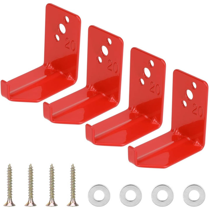 4PCS Red Fire Extinguisher Holder Rack Wall Hook Brackets with Screws ...