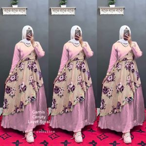 GAMIS CERUTI LAYER SAMPING/GAMIS MUSLIM TERBARU/BUSANA MUSLIMAH TERBARU