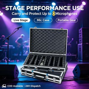 8 PCs Handheld Aluminum Box Wireless Microphone Aluminum Box Reinforced Universal 4 PCs Eight PCs Special Tools Shockproof Flight CaseWireless Handheld Microphone Carrying Case