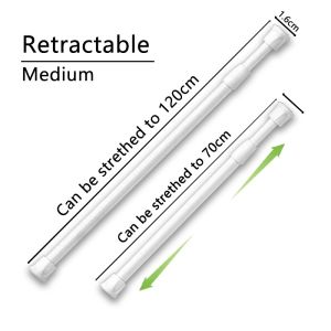 Multipurpose Curtain Rod Expandable & Hook Curtain Rail Rod Adjustable Retractable