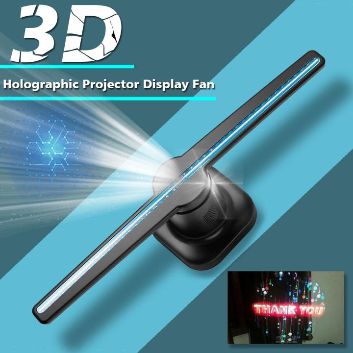 ORIGINAL LED Holographic Projector Portable Hologram Player 3D Holographic  Dispaly Fan Unique Hologram Projector Black can work 12 hours 3D Hologram