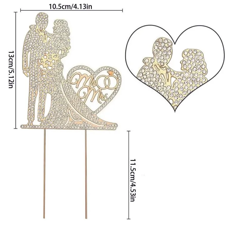 Wedding%20Cake%20Topper%20Crystal%20Rhinestone%20Metal%20Mr%20and%20Mrs%20Cake%20Topper%20Wedding%20Bride%20and%20Groom%20Bridal%20Shower%20Party%20-%20Image%203