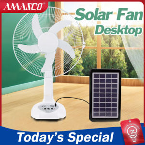 14inch Solar Table Fan Rechargeable with Panel Solar Table Electric Fan Emergency Light Power Bank Hot Selling