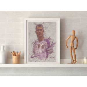 Tranh Treo tường 🎨 Freeship 🎨 Tranh vẽ số hóa bằng bút bi chân dung cầu thủ Ronaldo