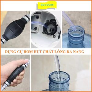 Dụng cụ bơm hút chất lỏng như xăng dầu nước giải khát bóp tay đa năng đi kèm 2m ống hút và 2 đai xiết cổ dê inox