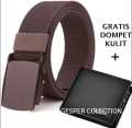 GESPER COLECTION Ikat Pinggang Pria BONUS DOMPET Kulit Ikat Pinggang Pria Panjang 120cm Gesper Sekolah dan Kerja Ikat Pinggang anti x ray. 