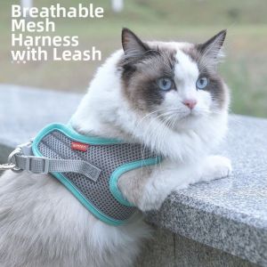 FLYING Breathable Mesh Dog Harness Vest Soft Chest Strap Reflective Pet Chest Rope Set with Leash Cat Collar Pet Accessories
