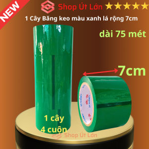 Băng keo màu xanh lá OPP rộng 7cm dài 75 mét lõi giấy 3mm 1 cây 4 cuộn giá tại xưởng