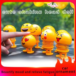 Car toy emoticon doll funny shaking head cute car interior smiling face doll car toy interior