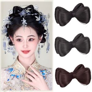 KODUS 1Pair Hair Extensions Double Bowknot Hair Bun New Chinese Style Hair Pieces Ball Head Wig Fashion Princess Bride Chignon Women