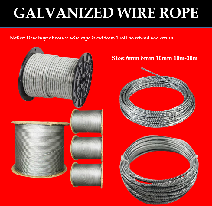 Toyu Steel Cable 6 10mm 2 30 Meters Galvanized Steel Wire Rope Steel