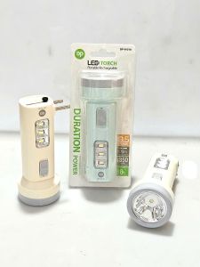 Đèn pin sạc DP 9162 cầm tay bên hông đèn có 3 bóng led