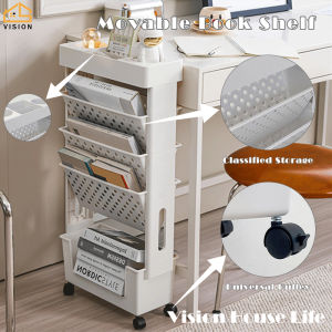Vision Movable Floor Standing Shelf Office Slit Bookshelf Narrow Cabinet Multi-layer Gap Storage Rack Multifunctional Trolley