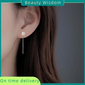 Beauty Wisdom 1Pc Zircon Ear Wires Heart Star Earrings Long Temperament Versatile Tassel Zircon Earrings for Women Wedding Jewelry