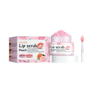 Eelhoe Peach Lip Scrub Cream Moisturizing Exfoliating Remove Dead Skin Reduce Lip Lines Lip Balm Sleep Lip Mask Repair Nourishing Anti-drying Lip Care Lip Plumper(30g)