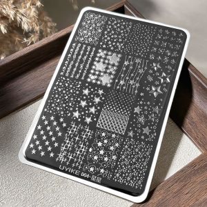 MUMU Chấm bi Tấm dập móng tay Ngôi sao và trăng. Hình chữ nhật Khuôn vẽ móng tay Kết cấu 3D Mẫu in dấu silicon Dụng cụ làm móng tay.