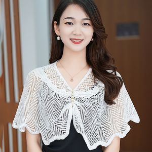 NUBE Multicolor Knitted Shawl Breathable Short Thin Coat Cloak Sun Protection Clothing Women